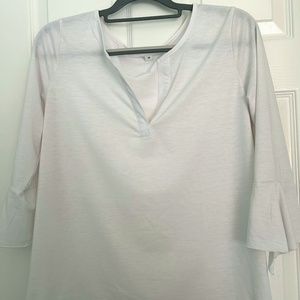 Bright White top, V neck, Bell Sleeves, M NWOT